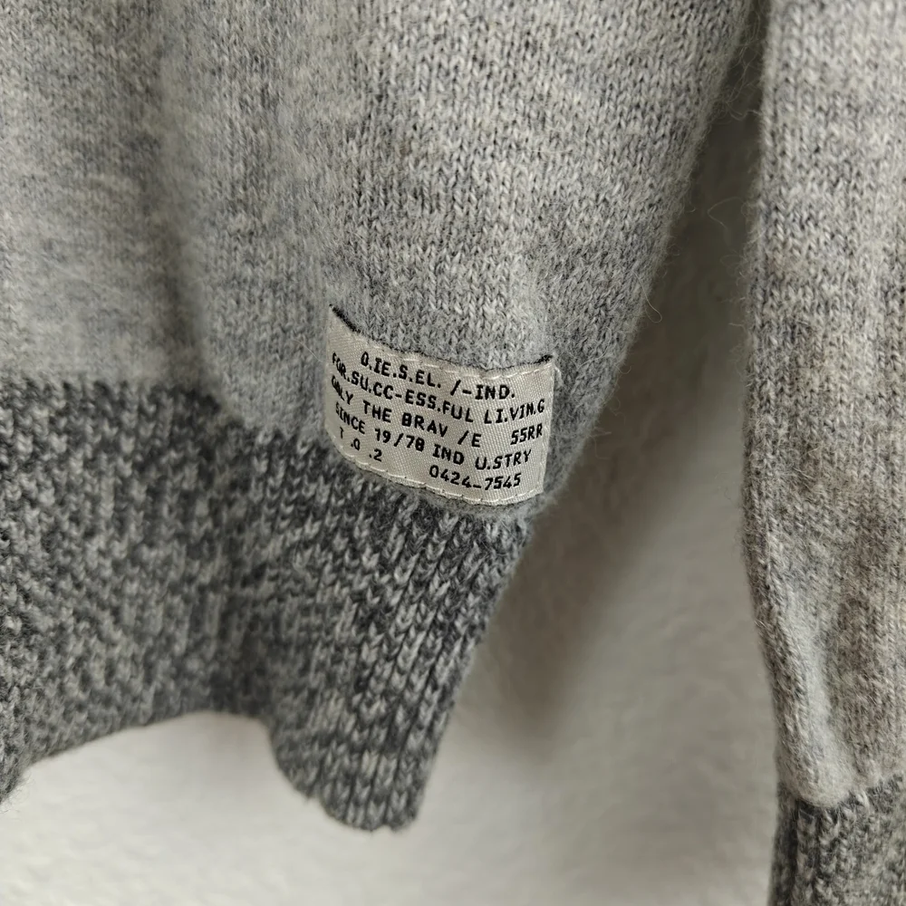 Diesel Grey Patchwork Sweater Mens Small Cotton Wool Streetwear Knit Pullover